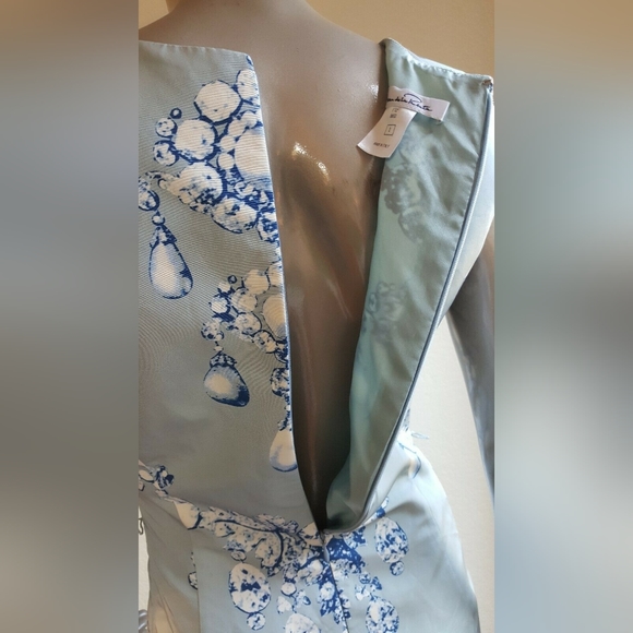$4,800 OSCAR DE LA RENTA ADORABLE COUTURE BLUE DIAMOND SILK RUNWAY DRESS US 2 - Picture 10 of 11